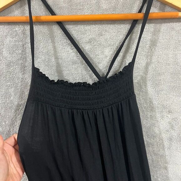 GAP Midi Maxi Black Halter Dress Smocked Lightweight Stretchy Tie Back Sz XS - Picture 8 of 11